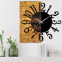 Wallity Reloj de pared decorativo de madera Nogal y Negro
